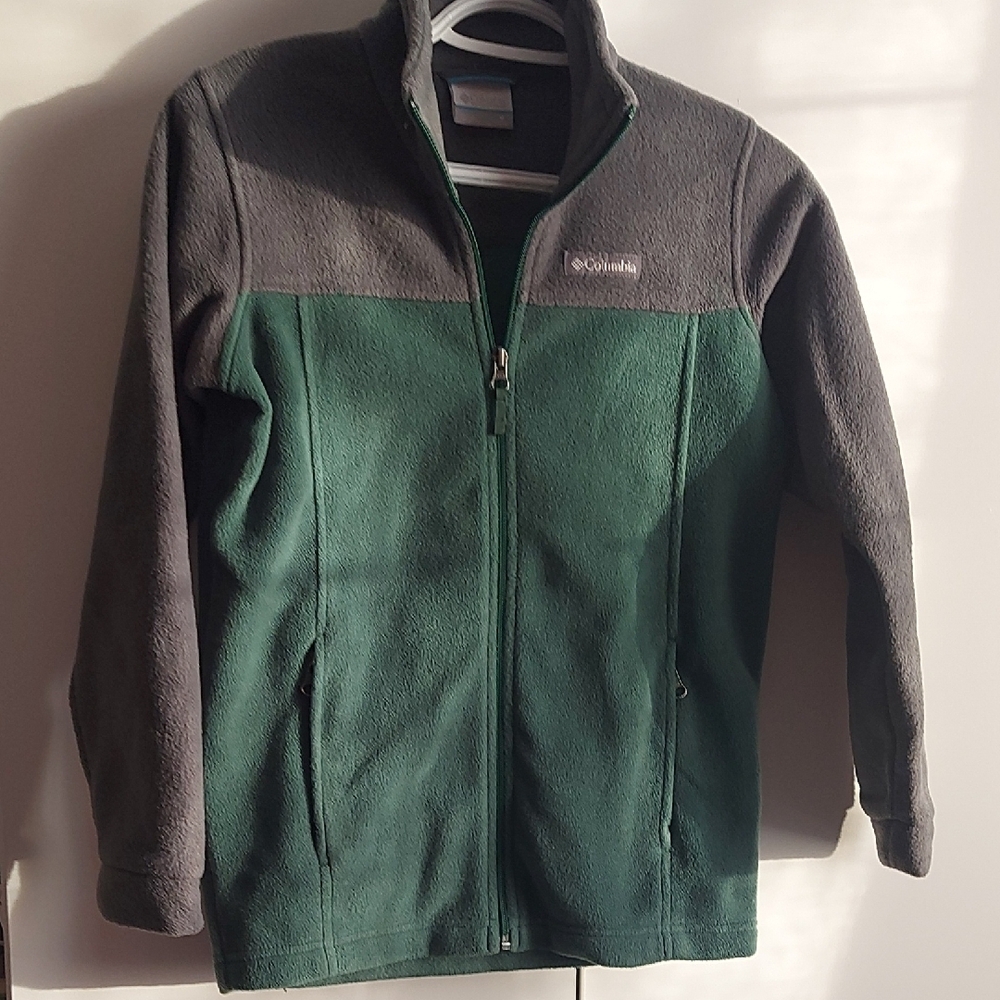 Columbia Green and Gray Fleece Jacket Youth M 10-12